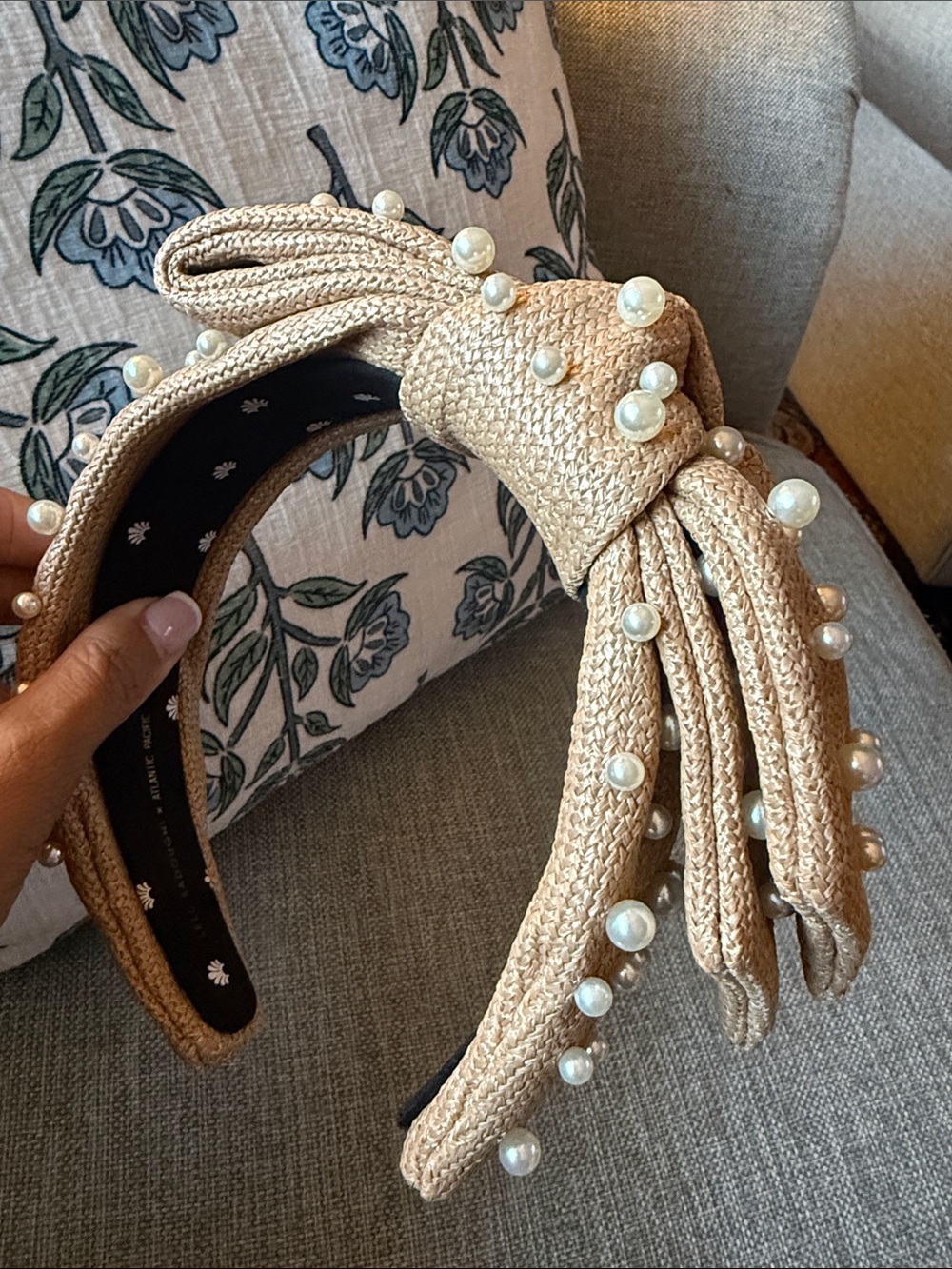 Lele sadoughi x Atlantic Pacific Holly Raffia Pearl Headband